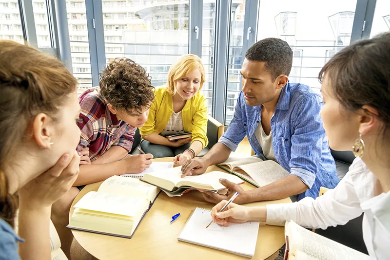 SAT Prep Group Classroom Overcrowded Table